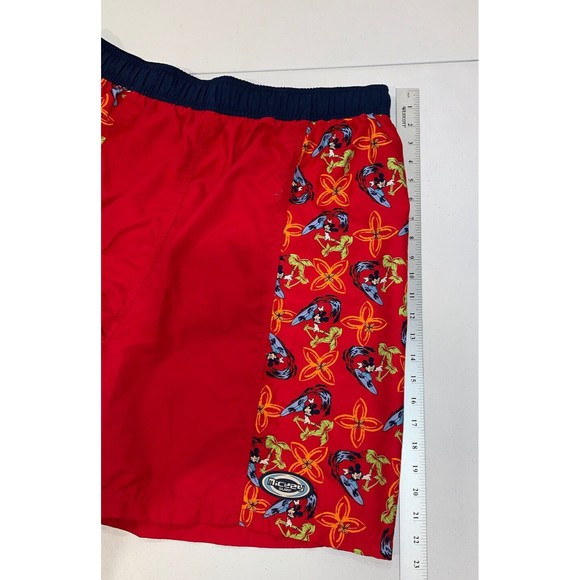 Disney‎ Mickey Mouse Mens Red Swim Surf Board Trunks Elastic Shorts Size Large L - Picture 7 of 7